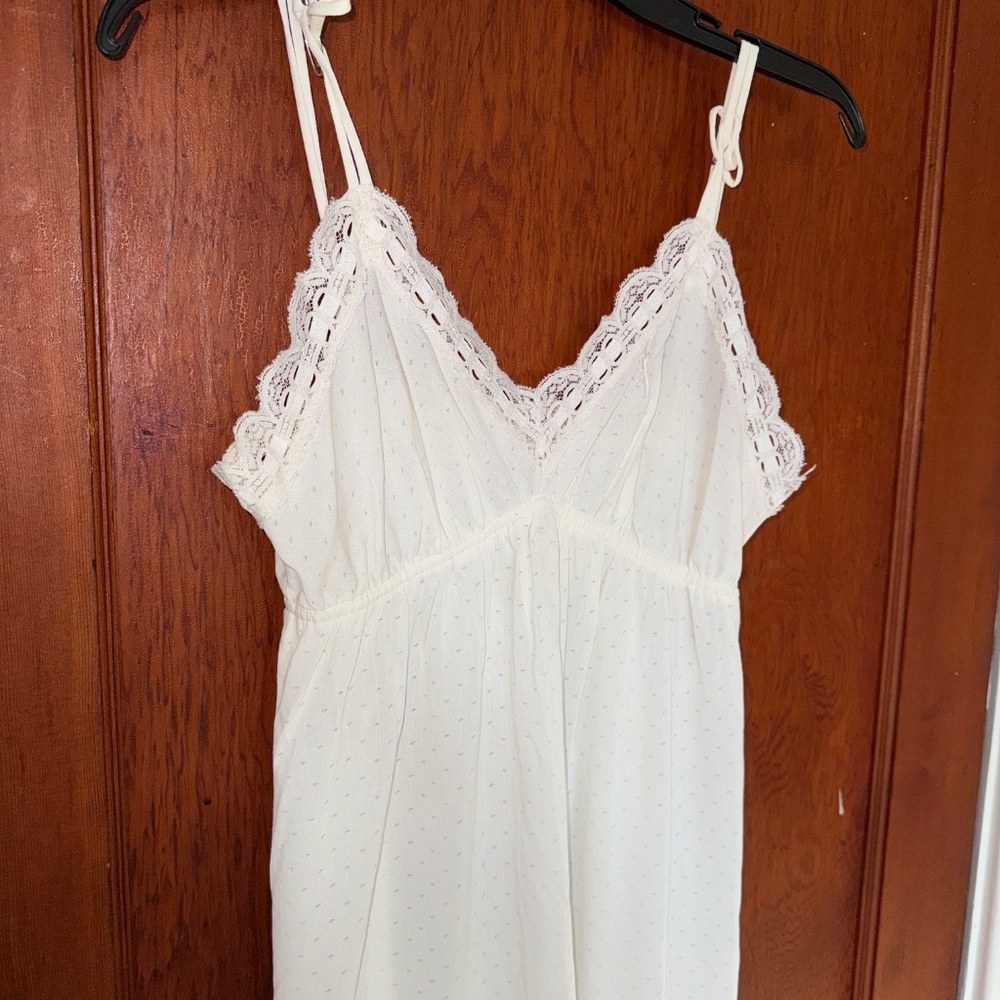 White Lace Trim Slip Vintage knit small - lingerie some repairs *see pics